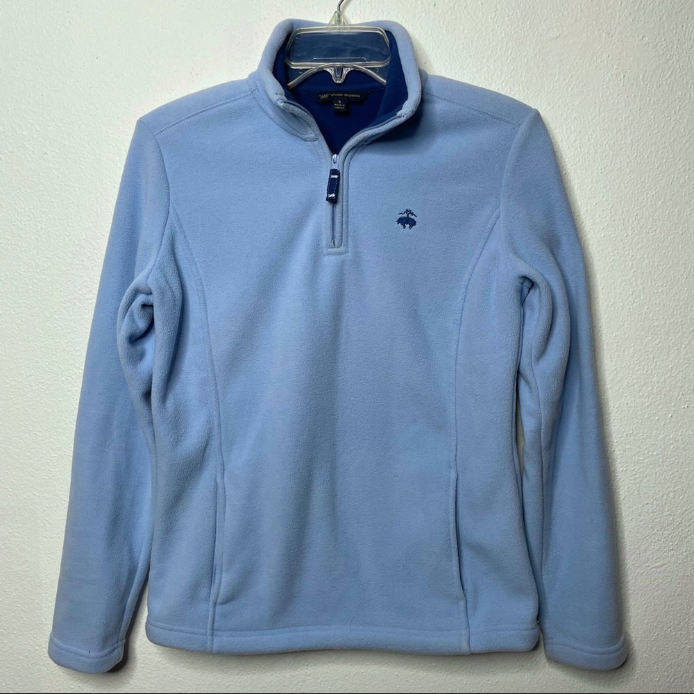Brooks Brothers 346 Fleece Pullover Long Sleeve Women's Small 1/4 Zip Light Blue